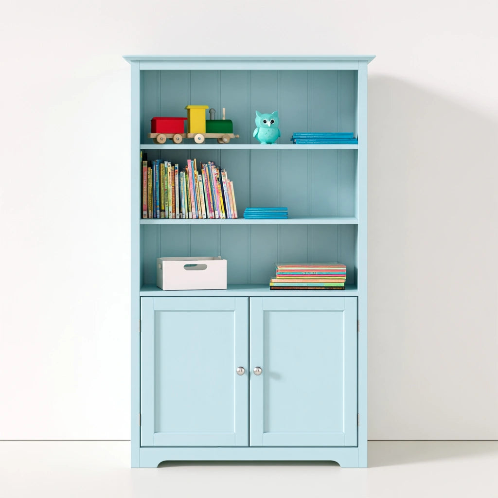 Bücherregal, aus Holz, Farbe: hellblau