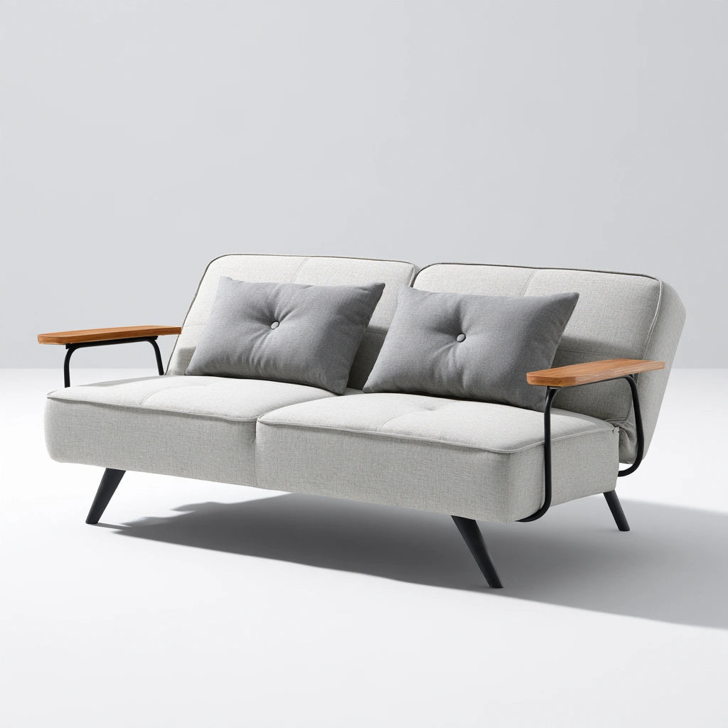 Modernes Polstersofa, mit Stoffbezug, Farbe: hellgrau
